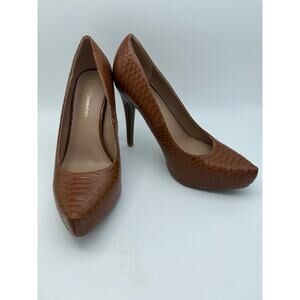 BCBGeneration Penni Camel Brown Close Point Snakeskin 4/5" Heels Shoes Size 7.5M
